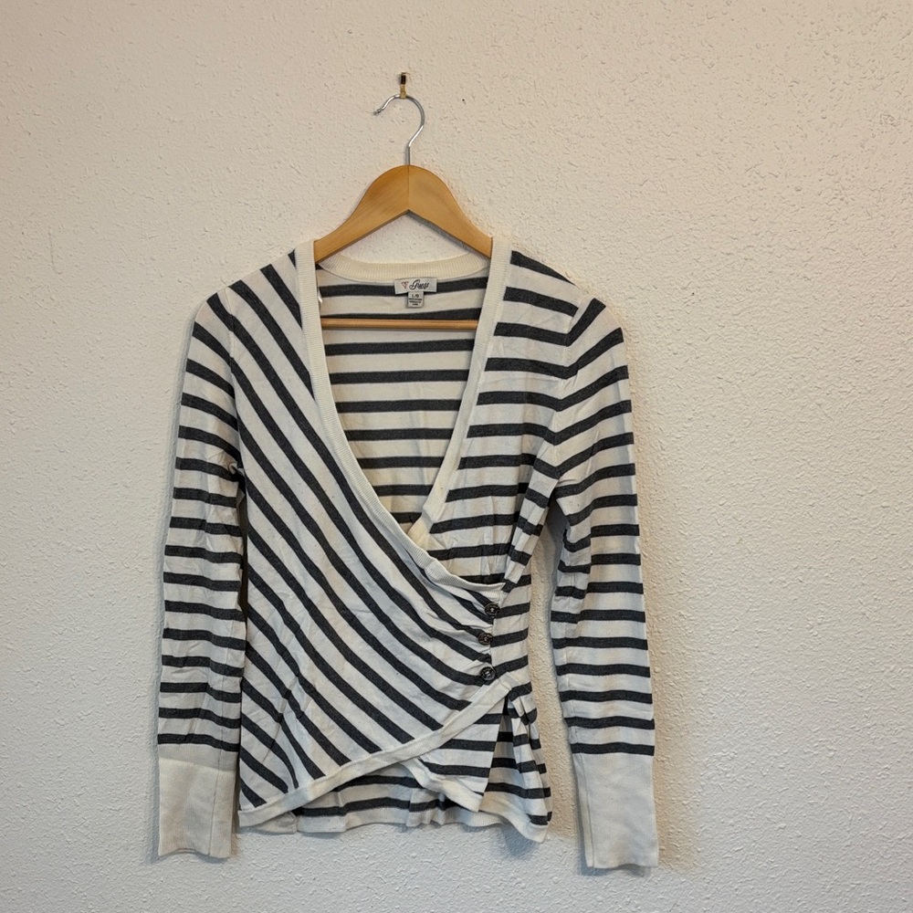Guess Black and White Striped Knit Top